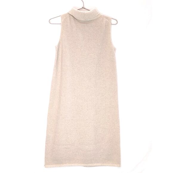 Lafayette 148 Sleeveless Midi Sweater Dress Wool Blend Turtleneck Beige Womens S - Picture 4 of 9
